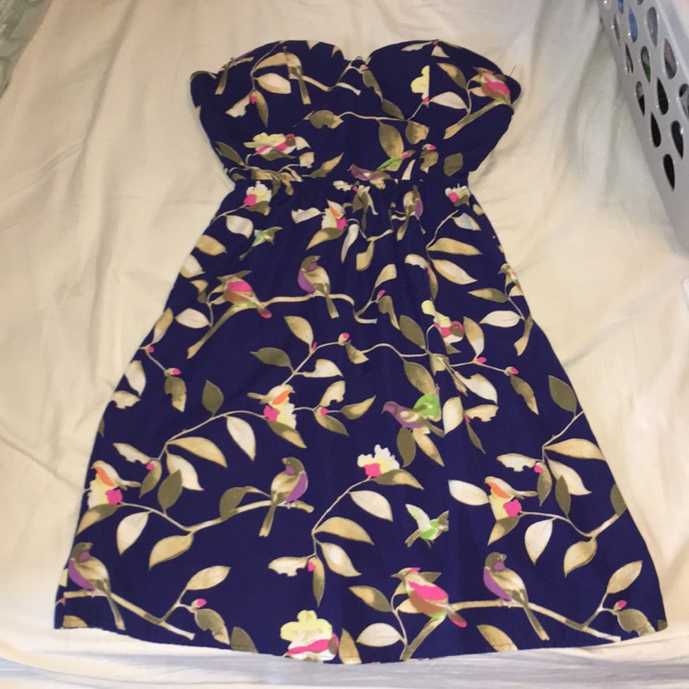 Dark blue navy floral flowy dress